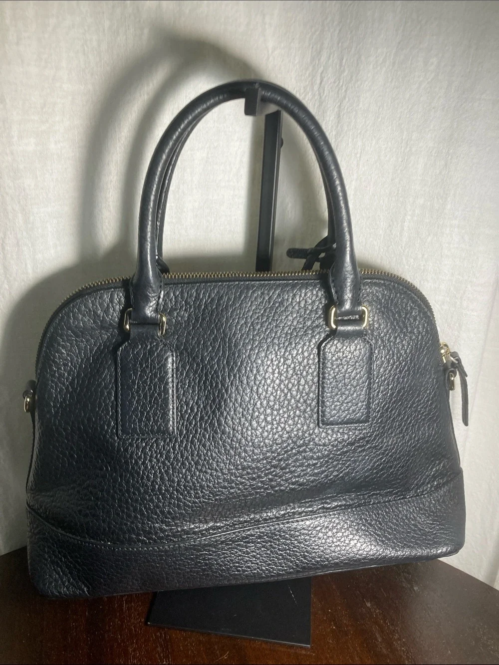 kate spade Black Pebbled Leather Dome Bay Street Rachel Satchel
